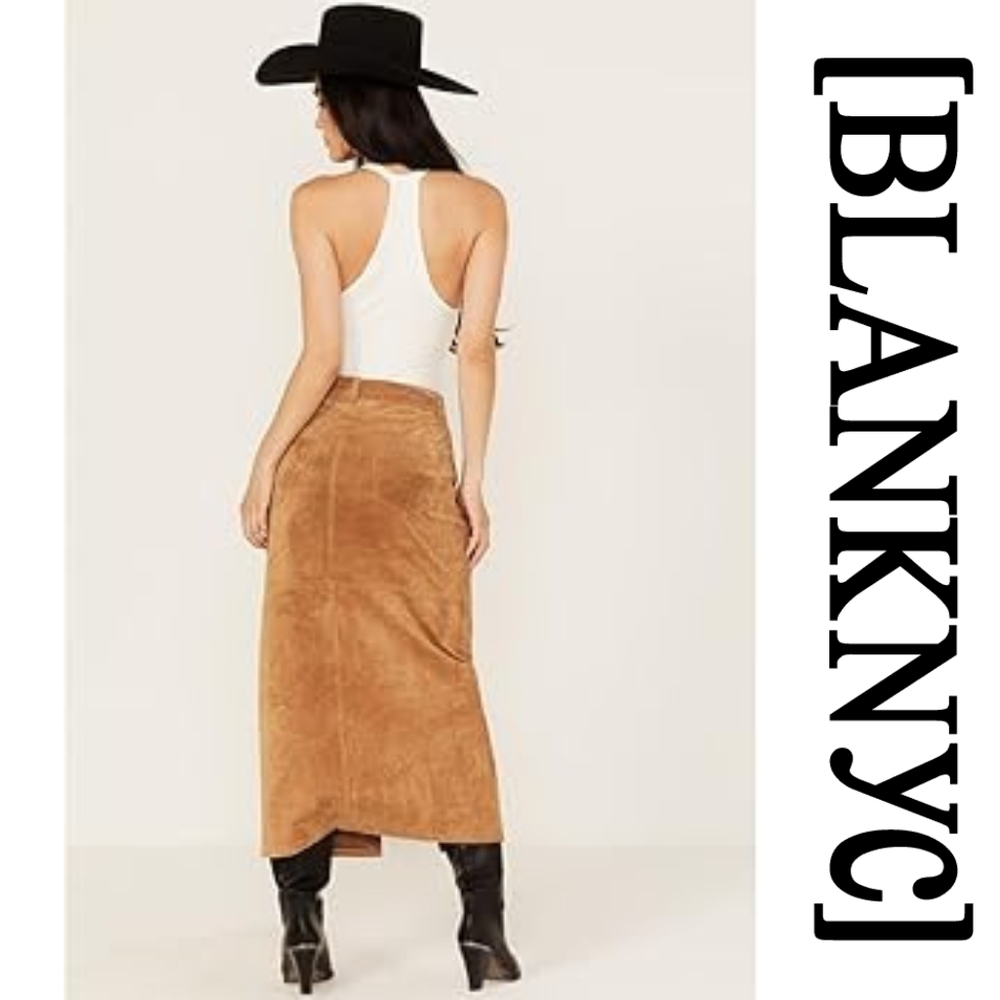 BlankNYC × Free People -Suede Midi Skirt- Tan - Size 24 - Picture 9 of 12